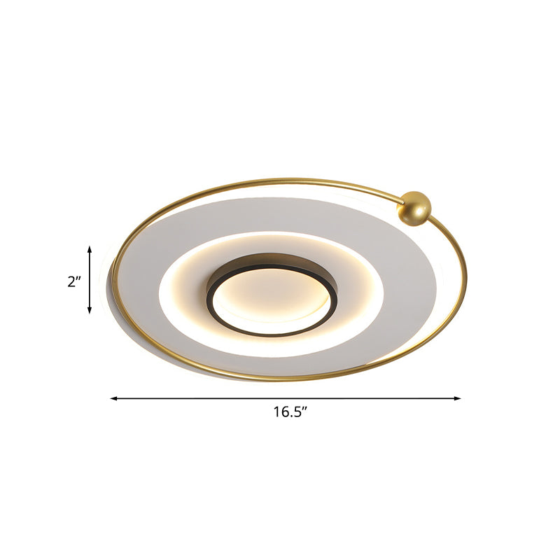 Gold Round Ceiling Mounted Fixture Modern LED Acrylic Flushmount Lighting in White/Warm Light