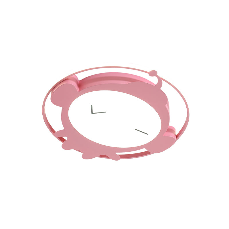 Monkey Shape Ceiling Mounted Fixture Cartoon Acrylic LED Bedroom Flush Lighting in Pink/Blue