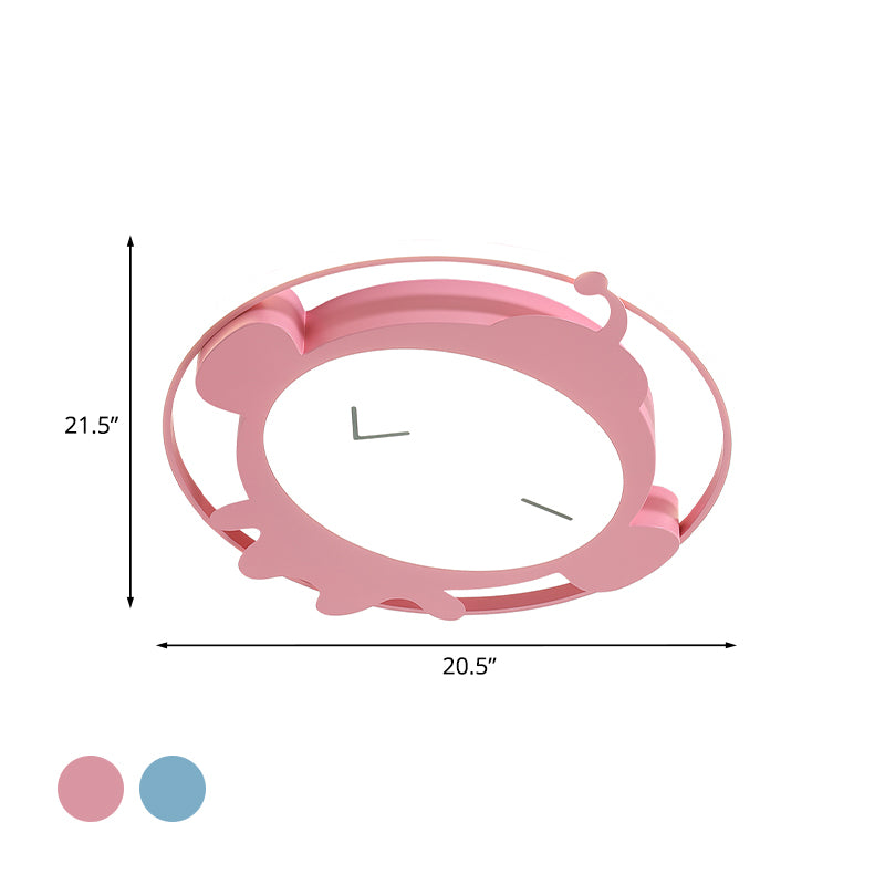 Monkey Shape Ceiling Mounted Fixture Cartoon Acrylic LED Bedroom Flush Lighting in Pink/Blue
