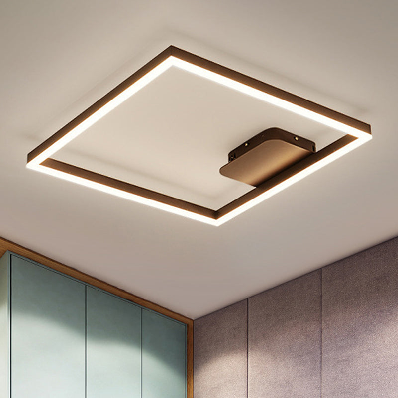 Modern Rectangular Acrylic Semi Flush Light LED 1/2/3 Lights Brown Ceiling Mounted Fixture in Warm/White/Natural Light, 16"/23"/29" Wide