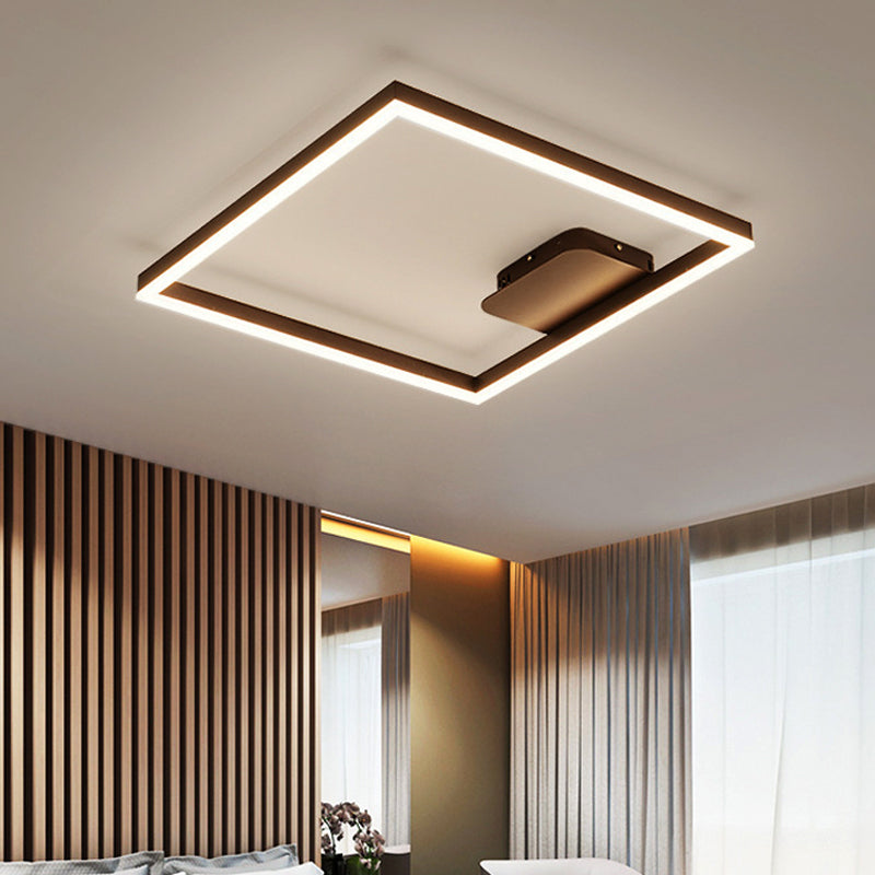Modern Rectangular Acrylic Semi Flush Light LED 1/2/3 Lights Brown Ceiling Mounted Fixture in Warm/White/Natural Light, 16"/23"/29" Wide