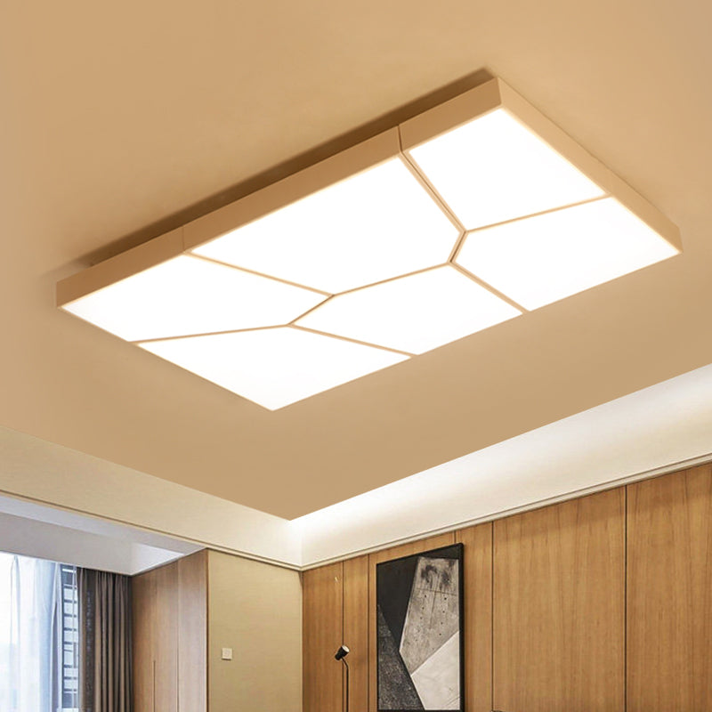Squared/Rectangular Flush Light Modernism Acrylic 21.5"/38" W LED Bedroom Ceiling Mounted Light in Black/White, White/Warm Light
