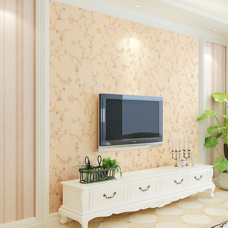 Countryside Wall Decor Dense Flower Pattern Non-Pasted Wallpaper, 20.5"W x 31'L