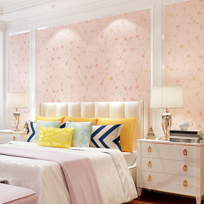 Countryside Wall Decor Dense Flower Pattern Non-Pasted Wallpaper, 20.5"W x 31'L