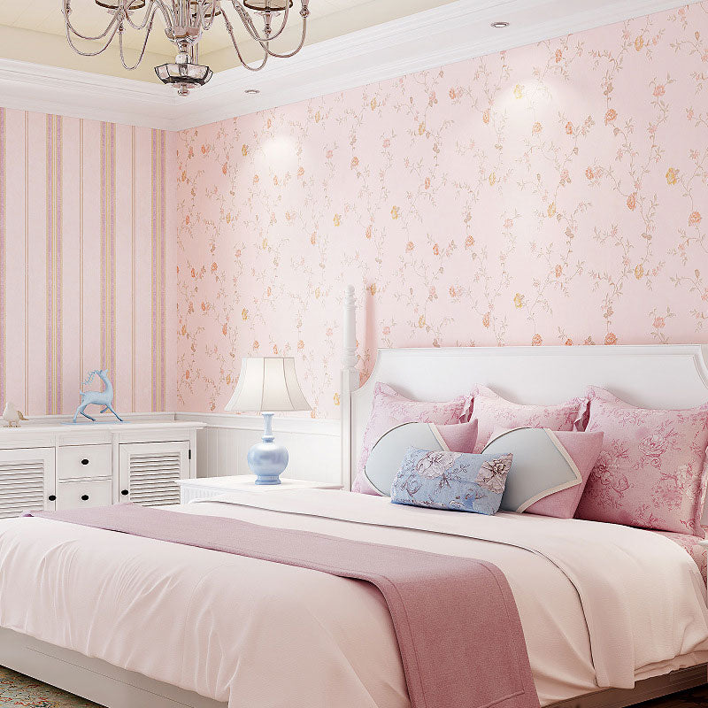 Countryside Wall Decor Dense Flower Pattern Non-Pasted Wallpaper, 20.5"W x 31'L