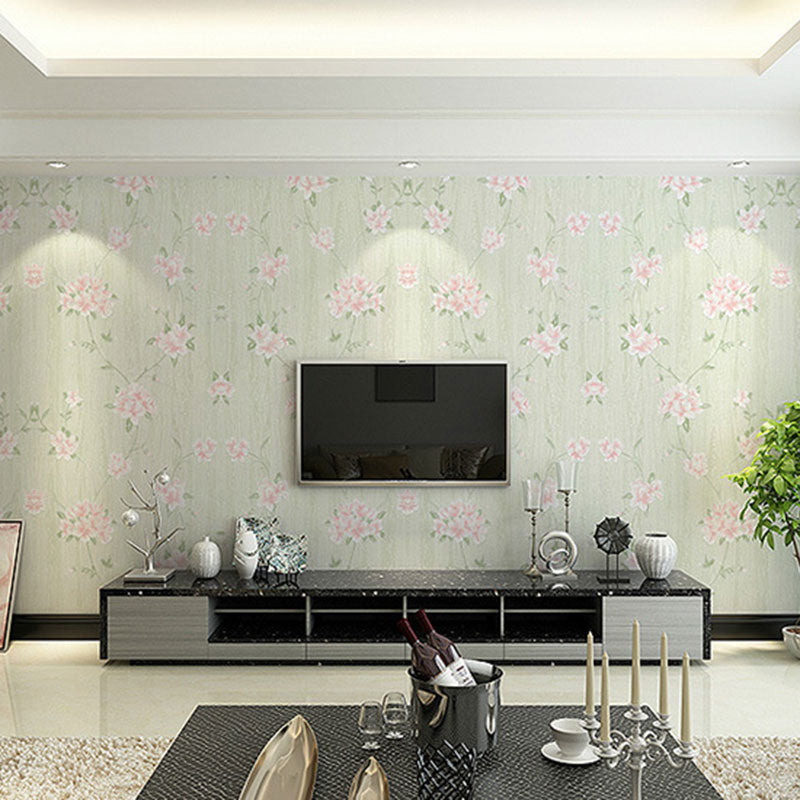 Non-Pasted Wallpaper Roll with Natural Color Garden and Flower Design, 33-foot x 20.5-inch