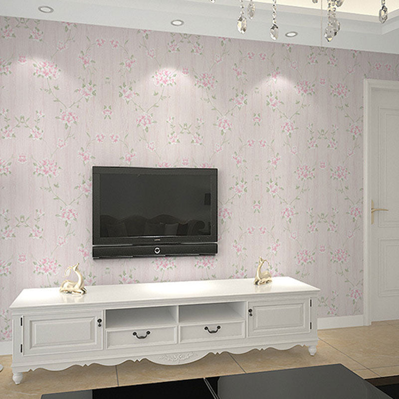 Non-Pasted Wallpaper Roll with Natural Color Garden and Flower Design, 33-foot x 20.5-inch