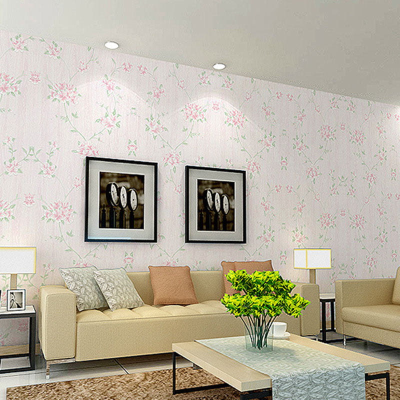 Non-Pasted Wallpaper Roll with Natural Color Garden and Flower Design, 33-foot x 20.5-inch