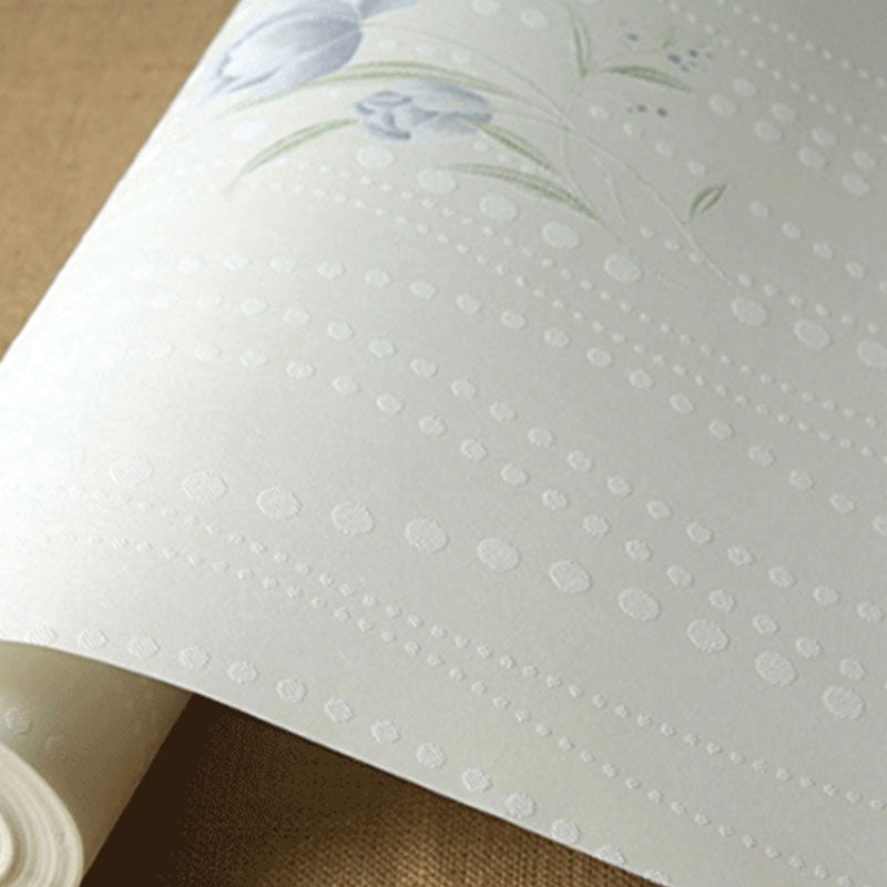 Neutral Color Countryside Wallpaper Roll with Rudder and Floral Design, Non-Pasted