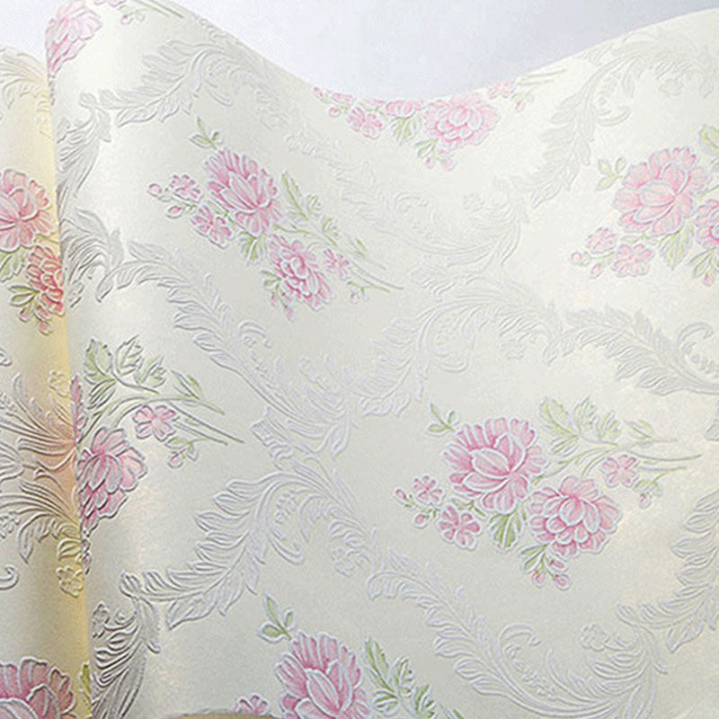 20.5" x 33' Wallpaper Roll Countryside 3D Print Dense Flower Pattern Non-Pasted Wall Covering in Soft Color