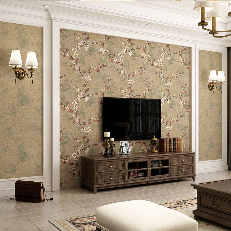 Natural Color Dense Flower Wallpaper 20.5"W x 33'L Non-Pasted Stain-Resistant Wall Covering