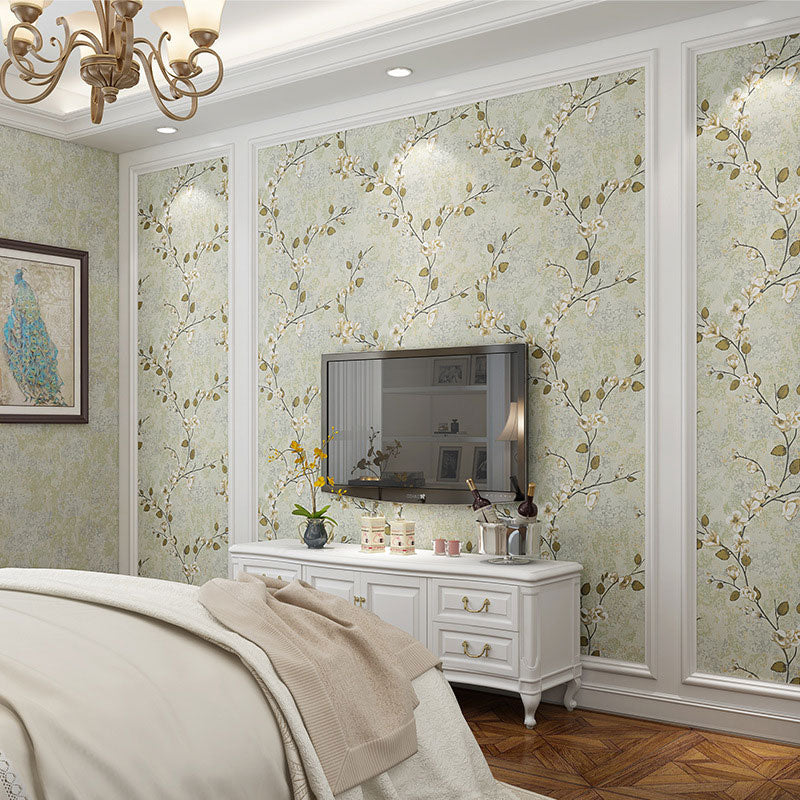 Natural Color Dense Flower Wallpaper 20.5"W x 33'L Non-Pasted Stain-Resistant Wall Covering