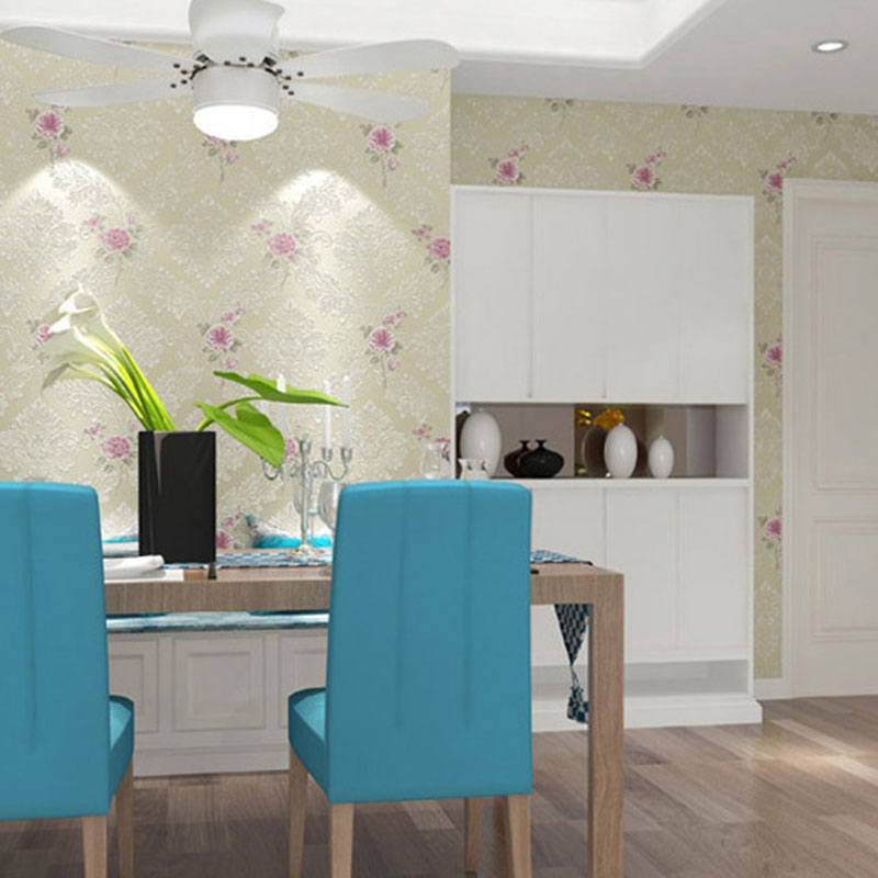 Wedding Room Wallpaper Roll with Pastel Color Garden Flower Pattern, 20.5"W x 31'L, Non-Pasted