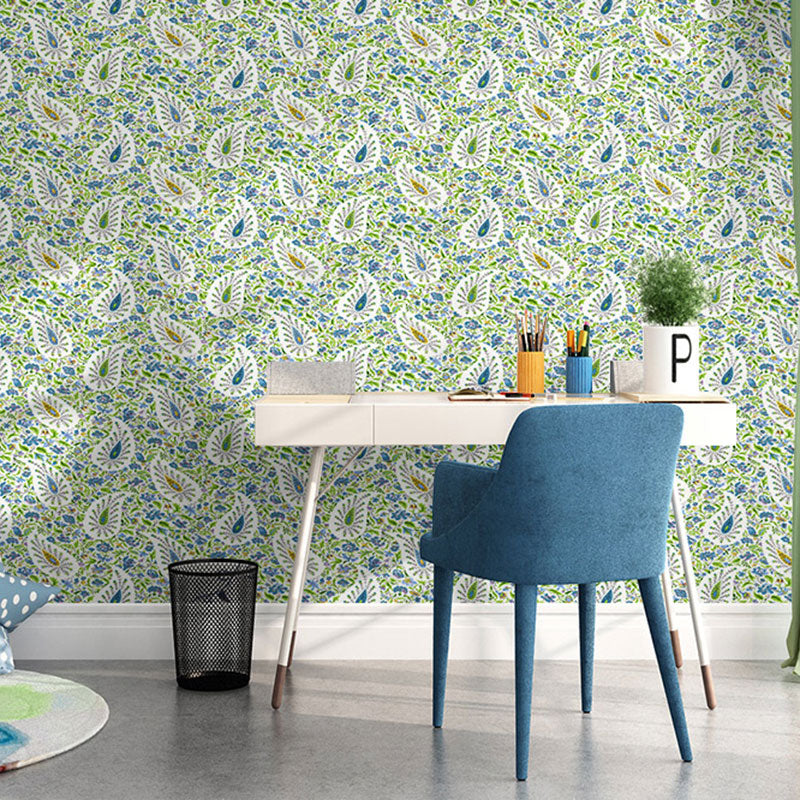 Guest Room Wallpaper Contemporary Multicolored Dense Flower Pattern Wall Decor, Non-Pasted