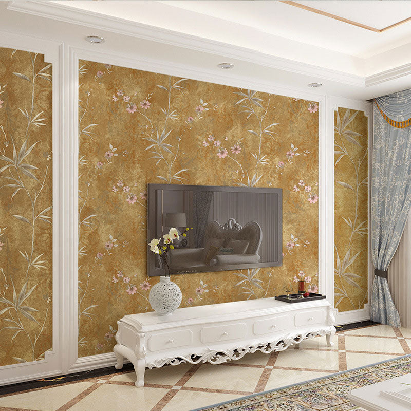 Rouleau de papier peint à fleurs non collé et résistant à l'eau, décoration murale de couleur naturelle, 33 pi x 20,5 po, pour mur d'accent