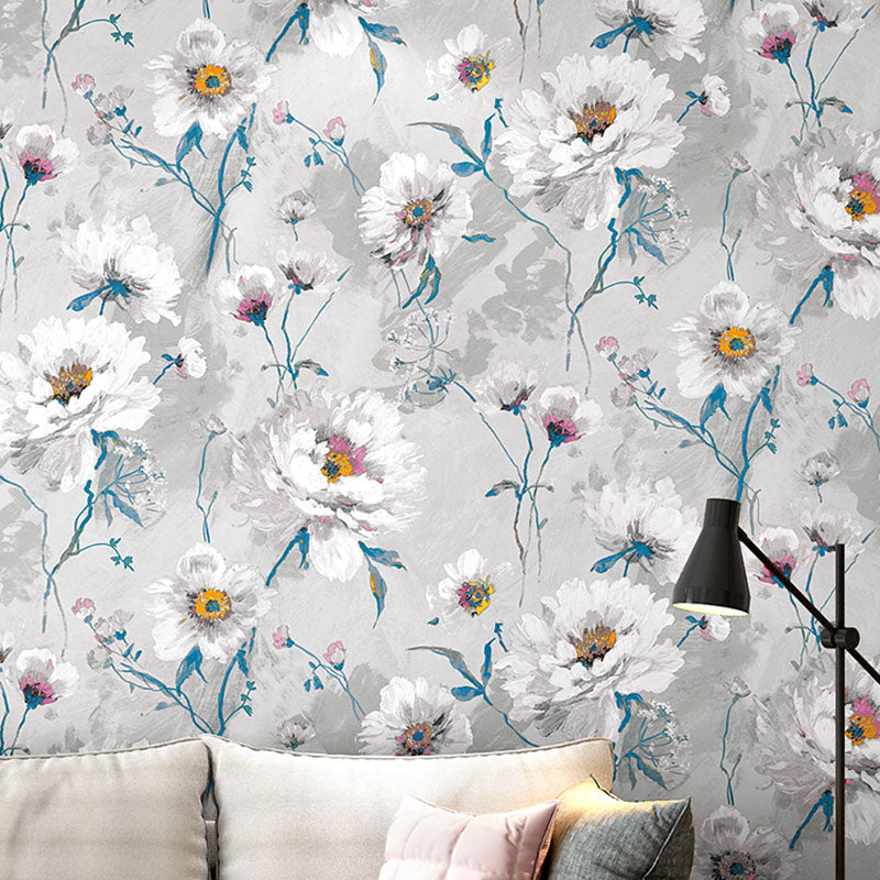 Light Color Blossom Wall Decor Water-Resistant Non-Pasted Wallpaper Roll, 33' x 20.5"