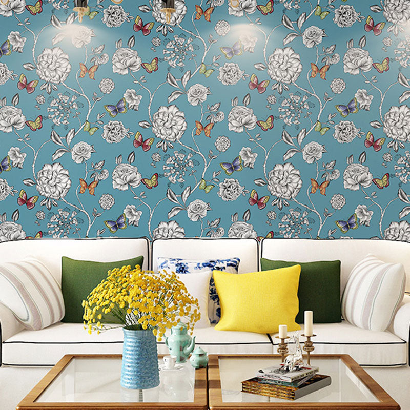 Non-Pasted Wall Decor American Countryside Garden Flower Wallpaper for Accent Wall, 57.1 sq ft.