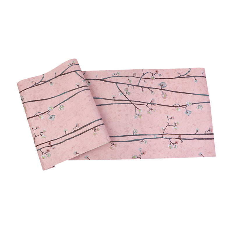 Flower and Branch Non-Pasted Wallpaper for Kitchen, 33-foot x 20.5-inch, Pastel Color