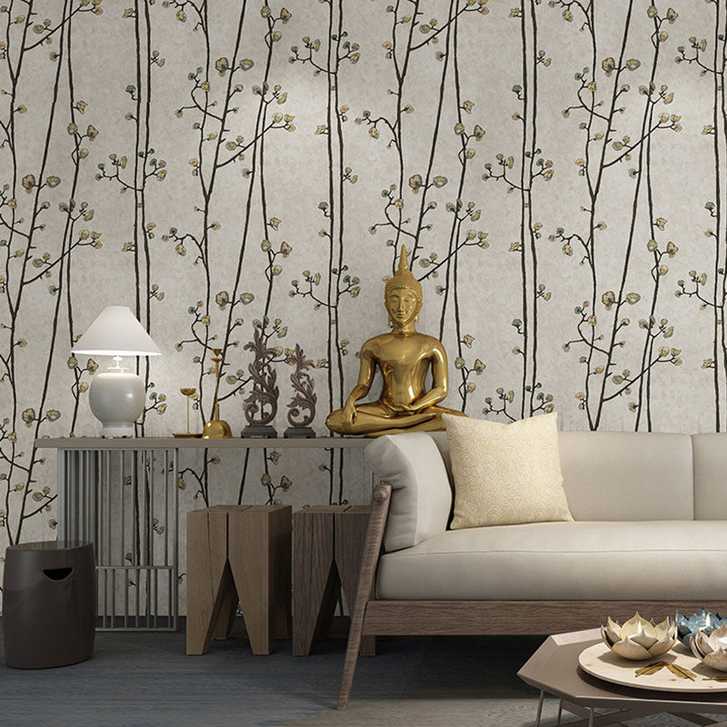 Flower and Branch Non-Pasted Wallpaper for Kitchen, 33-foot x 20.5-inch, Pastel Color