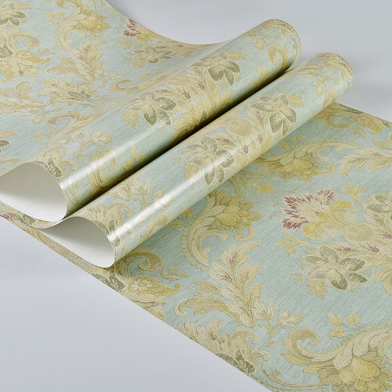 Pastellgrüne Vlies-Deko-Tapete, Vintage-Blumen-Wandverkleidung, 33 Fuß x 20,5 Zoll