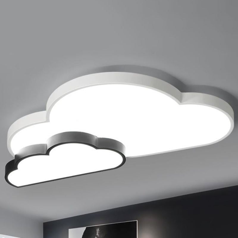 Black and White Cloud Flush Lamp Fixture Nordic LED Metal Flush Mount Lighting in White/Warm Light