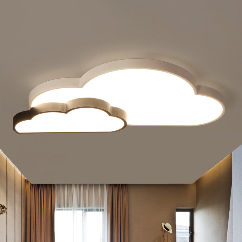 Black and White Cloud Flush Lamp Fixture Nordic LED Metal Flush Mount Lighting in White/Warm Light