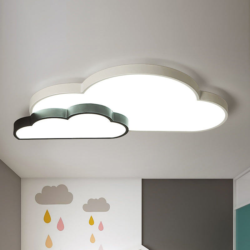 Black and White Cloud Flush Lamp Fixture Nordic LED Metal Flush Mount Lighting in White/Warm Light