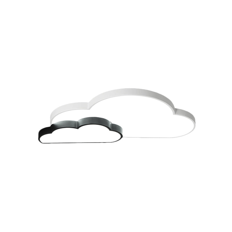 Black and White Cloud Flush Lamp Fixture Nordic LED Metal Flush Mount Lighting in White/Warm Light