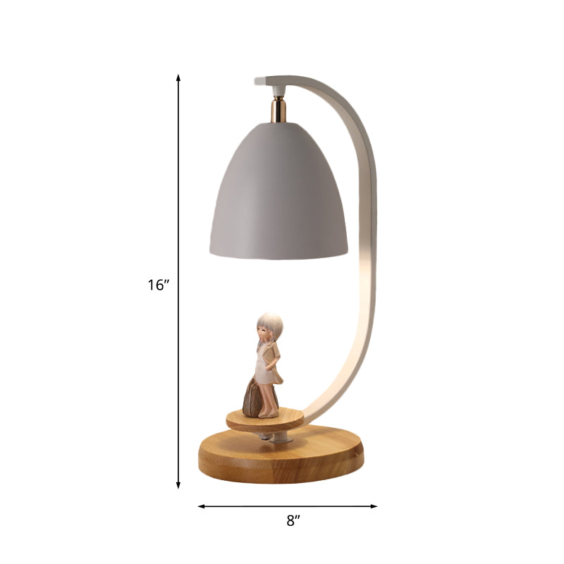 Noordse conisch nachtkastje licht metallic 1 lichte slaapkamer tafellamp met meisje decor in wit/zwart