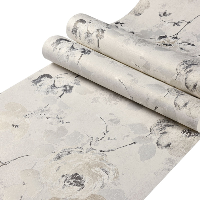 Home Decoration Wallpaper Simple Pastel Color Blossoming Rose Wall Covering, Non-Pasted