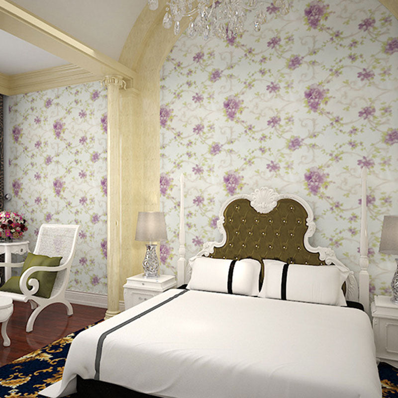 Vinyl 48.4 sq ft. Wallpaper Countryside Easy to Remove Watercolors of Flower Wall Decor