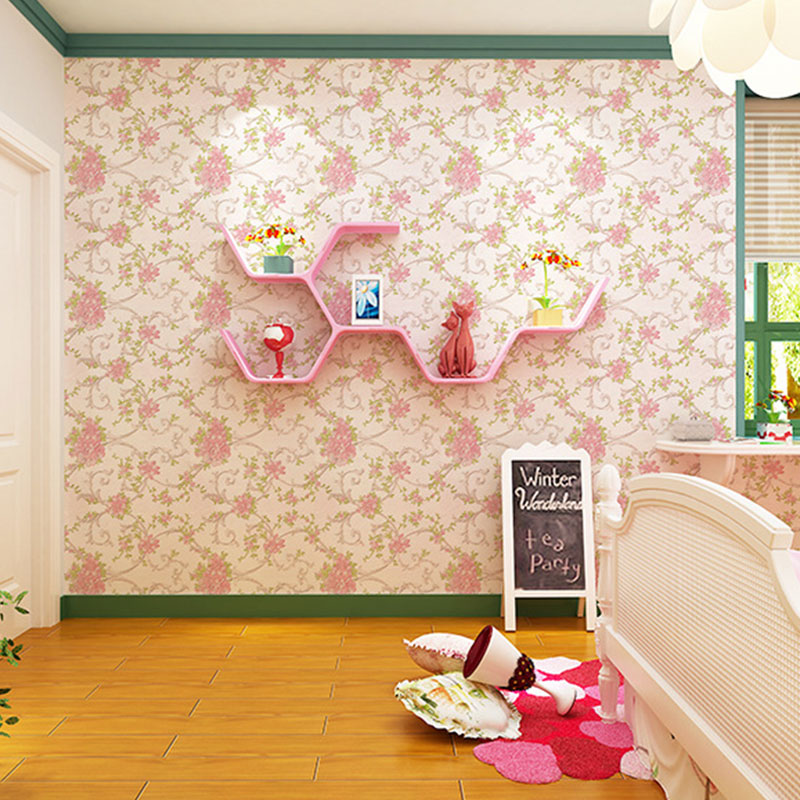 Vinyl 48.4 sq ft. Wallpaper Countryside Easy to Remove Watercolors of Flower Wall Decor