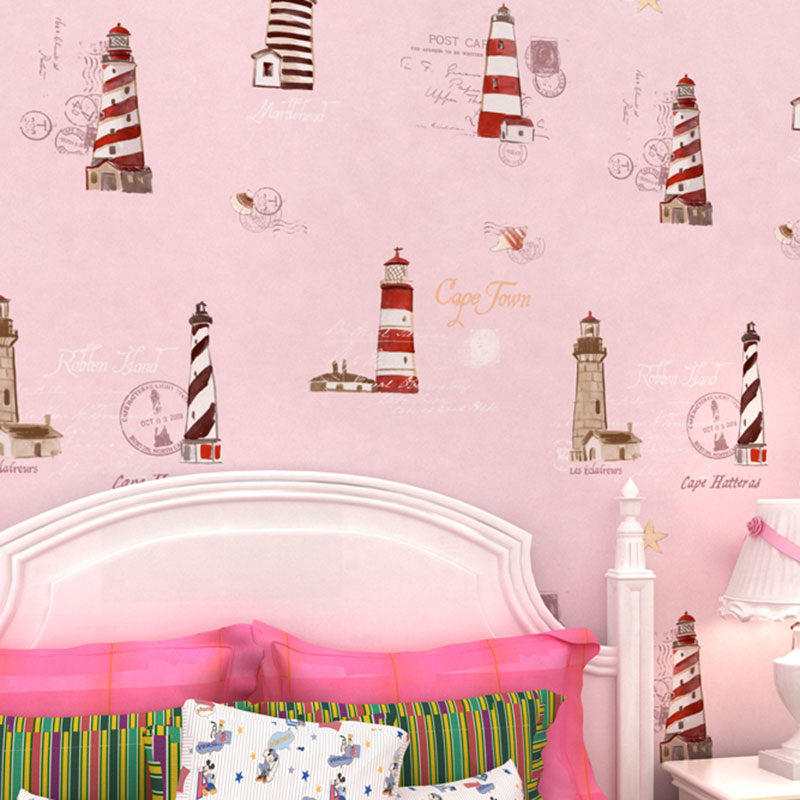 Cute Beacon Non-Pasted Wallpaper for Children's Bedroom, 31-foot x 20.5-inch