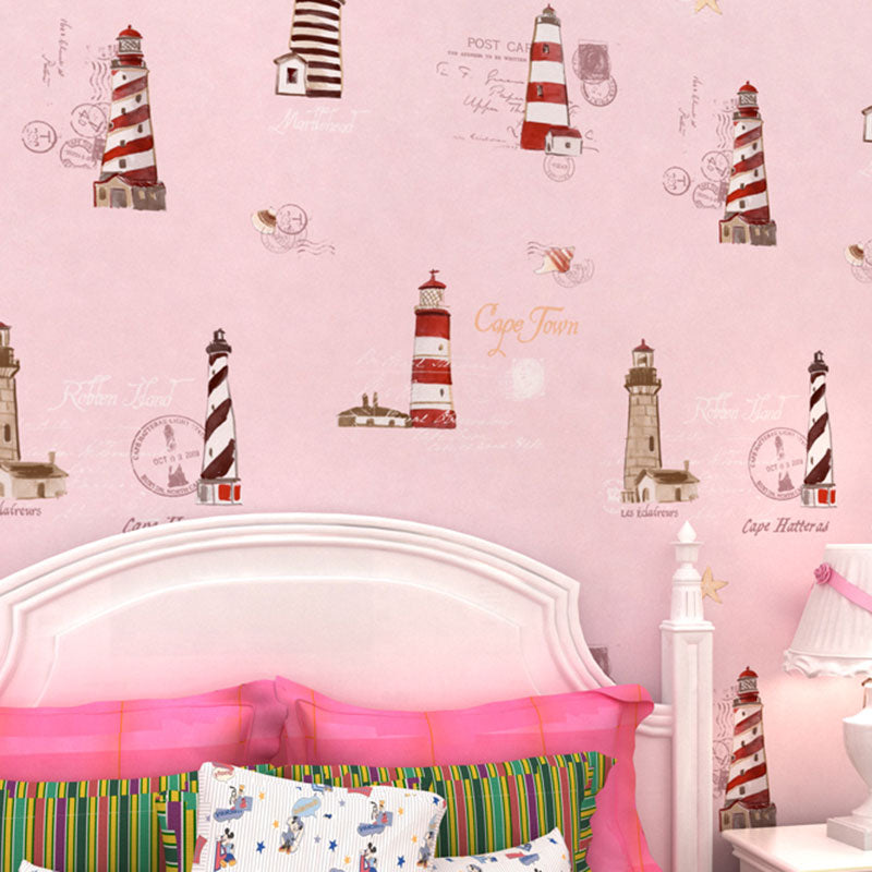 Cute Beacon Non-Pasted Wallpaper for Children's Bedroom, 31-foot x 20.5-inch