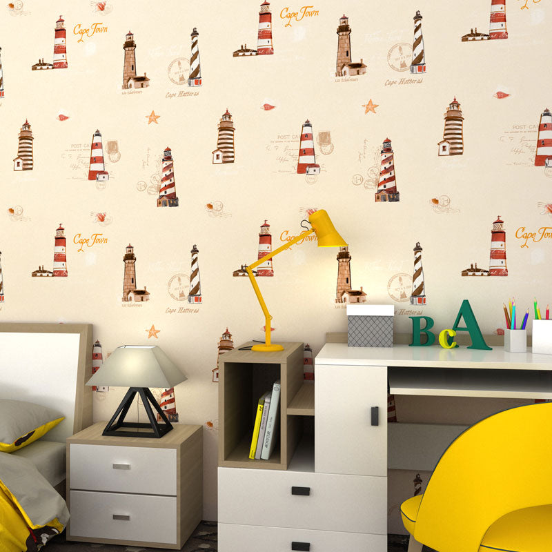 Cute Beacon Non-Pasted Wallpaper for Children's Bedroom, 31-foot x 20.5-inch