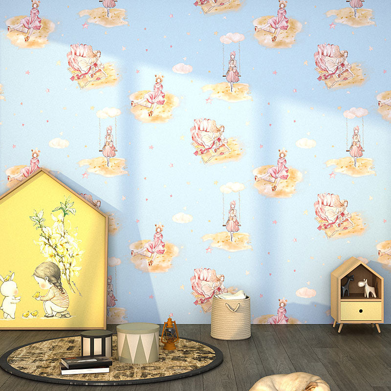 Non-Woven Wall Decor Non-Pasted Cartoon Wallpaper Roll for Girl's Bedroom