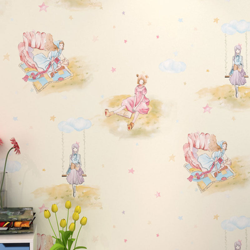 Non-Woven Wall Decor Non-Pasted Cartoon Wallpaper Roll for Girl's Bedroom