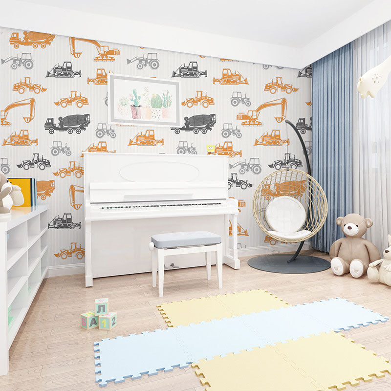 Soft Color Wallpaper Non-Woven Waterproof Cart Wall Covering for Children, 20.5"W x 33'L