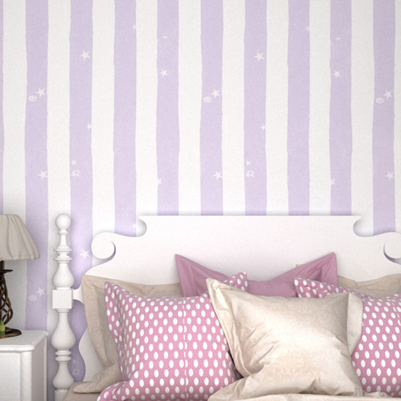 Non-Pasted Wallpaper Roll Non-Pasted Stripe Wall Covering for Children's Bedroom Decoration