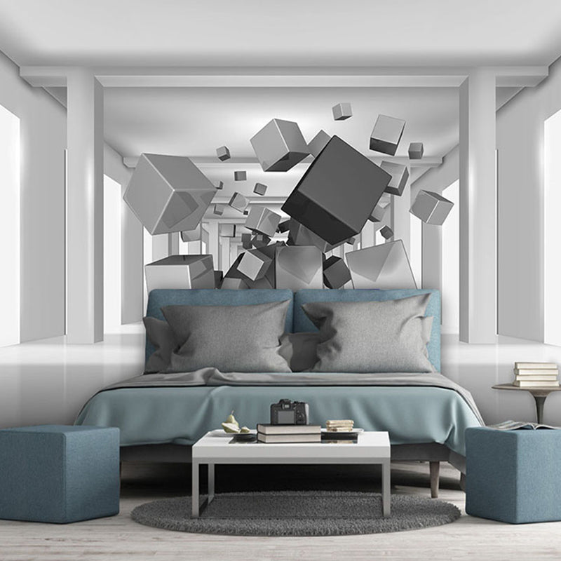 Stain-Resistant Wall Decor 3D Visual Irregular Geometries Custom-Made Contemporary Murals for Living Room