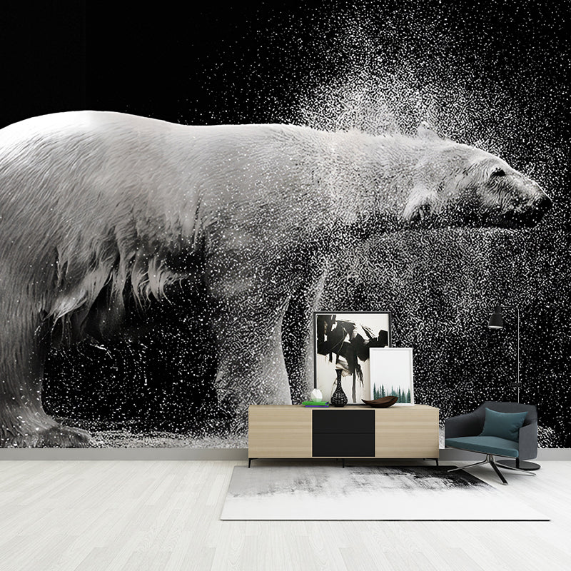 Cool Polar Bear Wall Covering for Living Room, Dark, Custom Size Available