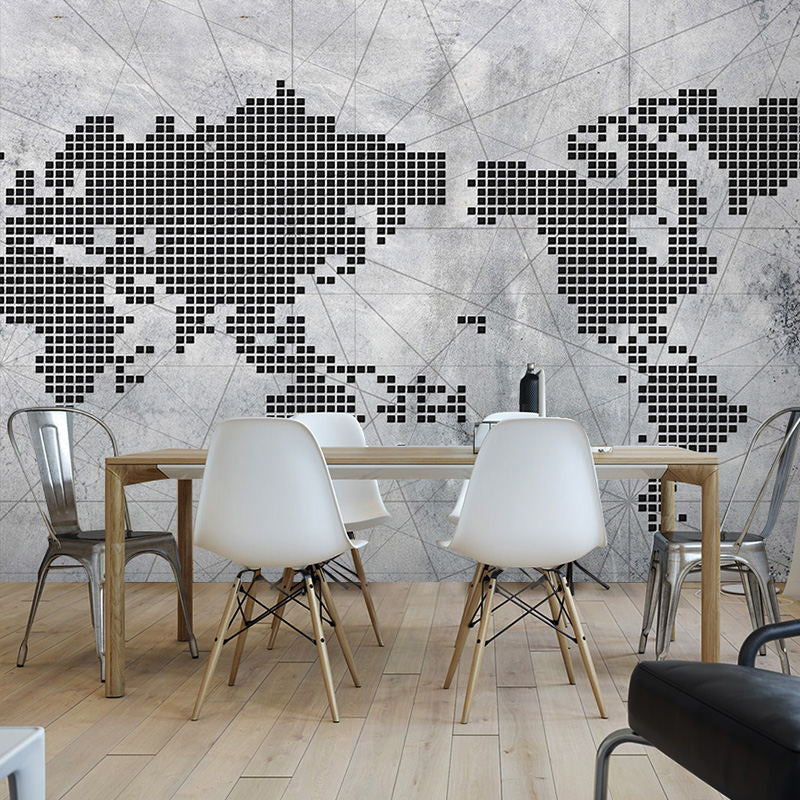 Green Modern Mural Wallpaper Extra Large World Wall Art for Coffee Shop