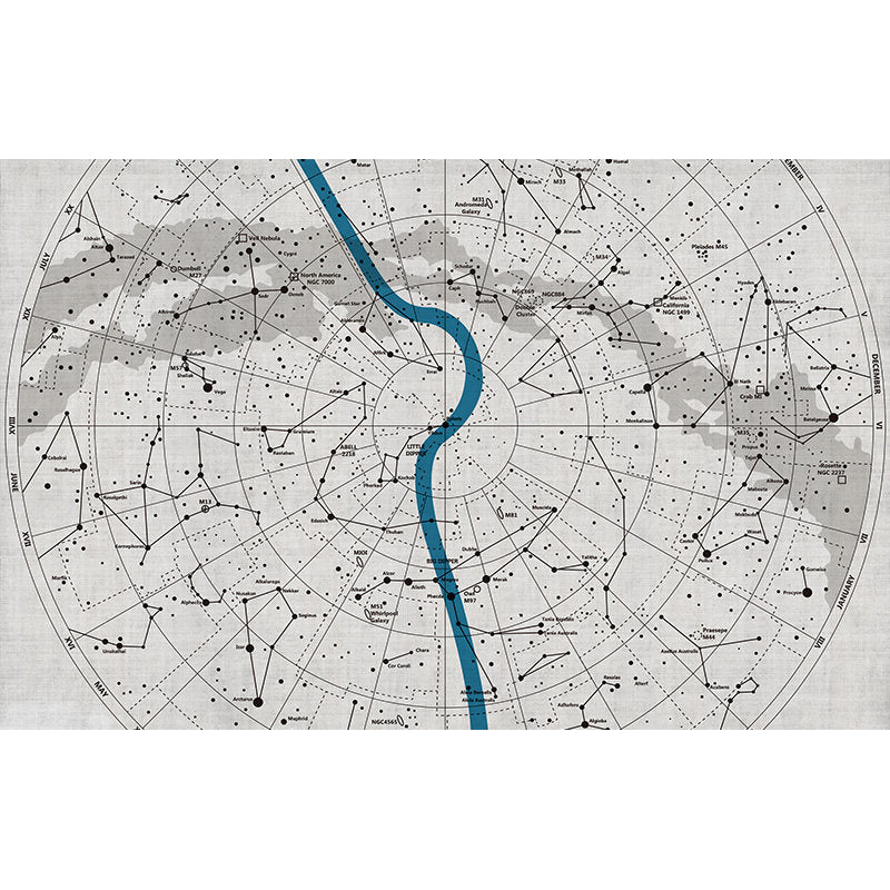 World Map Mural in Pastel Grey, Minimalist Wall Decor for Accent Wall