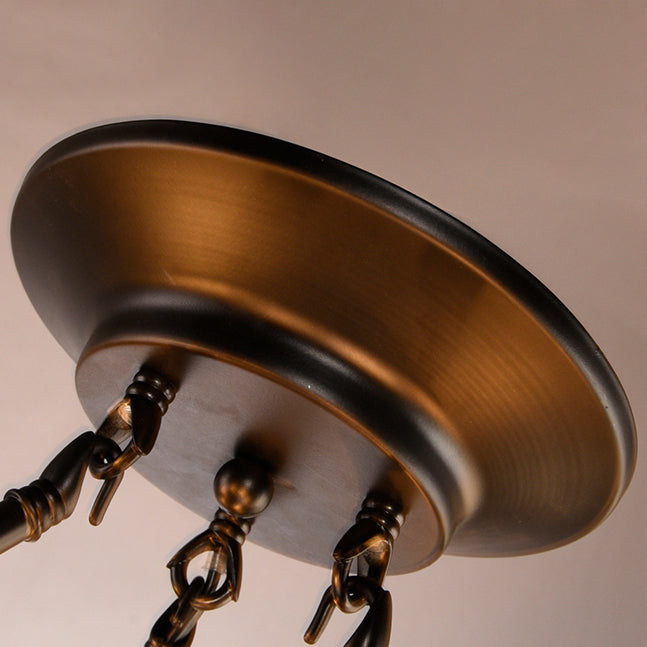 Tiffany Bowl Decke Anhänger mit überbrochener Kante 6 Lichter Buntglas Kronleuchter Licht für Schlafzimmer