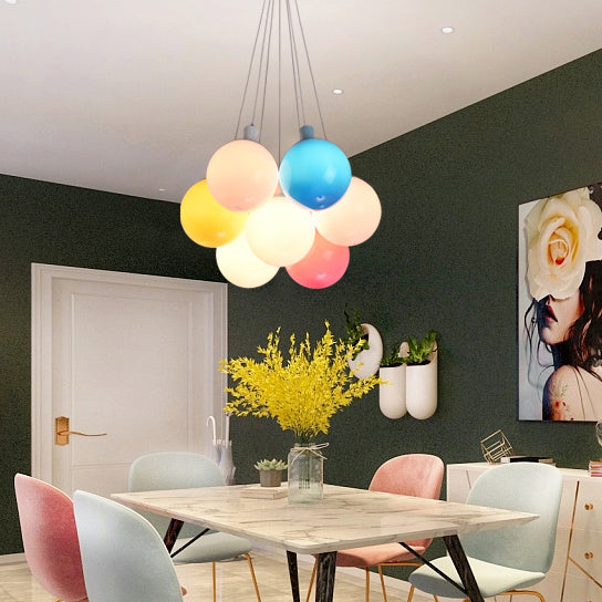 Pendentif ballon en acrylique éclairage de style nordique à cluster multi-couleurs