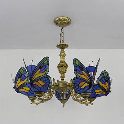 Luminaire de plafond papillon de style loft avec chaîne talonnée à chaîne talonnée pendentif éclairage en blanc / rouge / bleu / orange-vert
