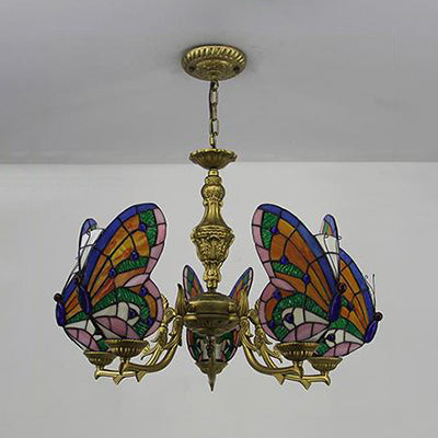 Luminaire de plafond papillon de style loft avec chaîne talonnée à chaîne talonnée pendentif éclairage en blanc / rouge / bleu / orange-vert