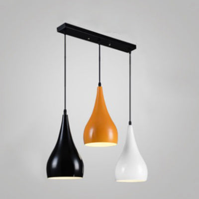 3 Heads Teardrop Pendant Lamp Modern Stylish Multi Colored Metallic Ceiling Light for Dining Table