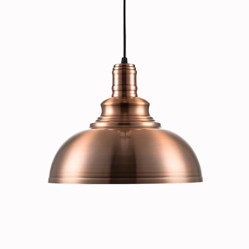Copper Finish Bowl Hanging Light Industrial Style Metal 1 Light Bedroom Pendant Lamp with Adjustable Cord