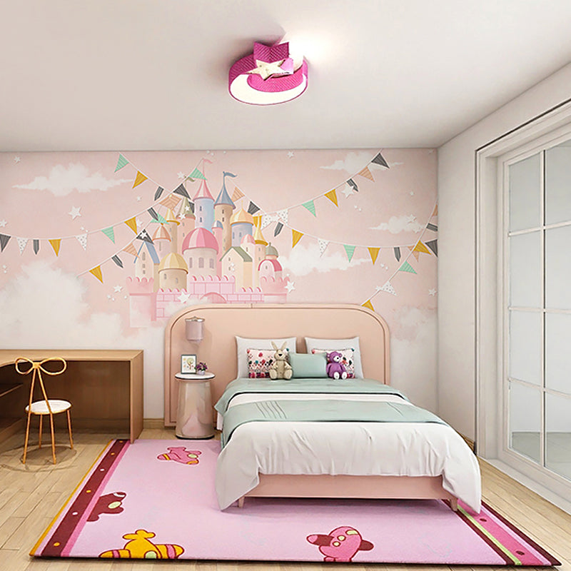 Illustration Castle Wall Decor Full Size Mural Wallpaper for Girl's Bedroom, Custom-Made